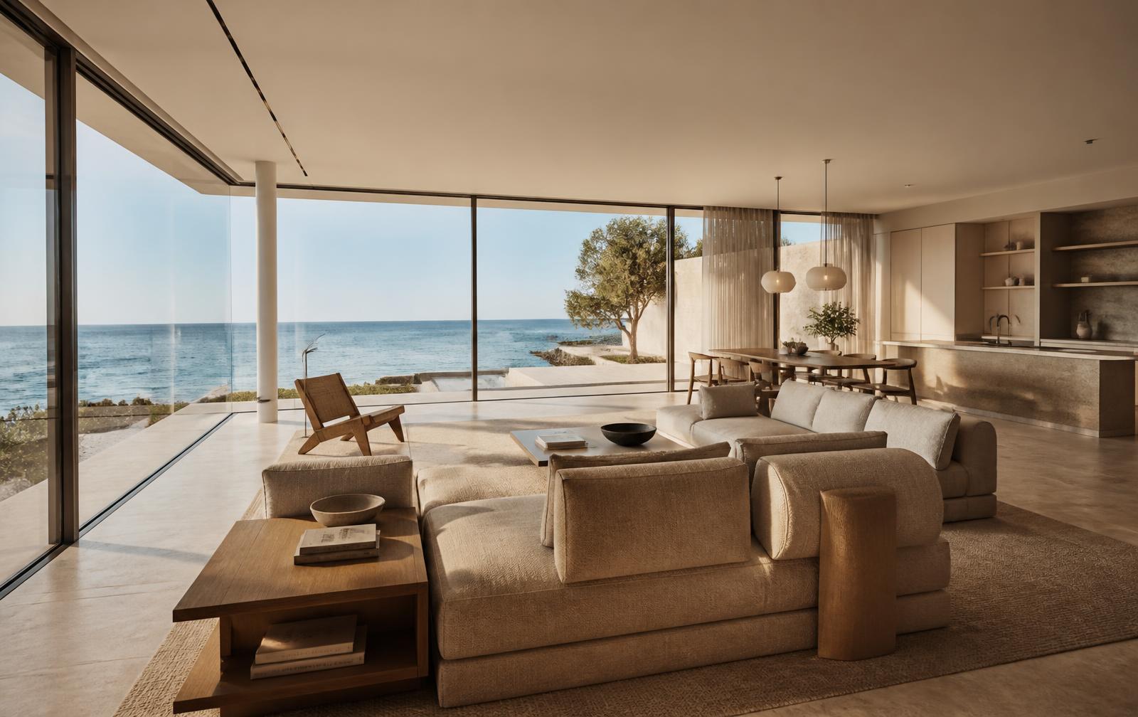 Luxury cliffside villa with infinity pool overlooking the Atlantic Ocean at sunset